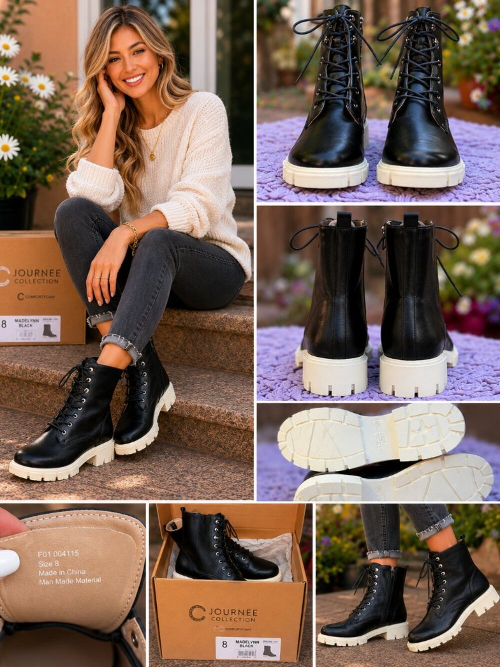 ✨ Journee Collection Comfort Foam Madelynn Combat Boots Size 8✨